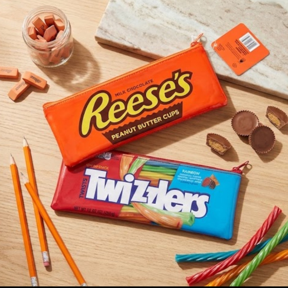 Reese’s Twizzlers Pencil Case Set of 2 Candy Zip Pouches NWT